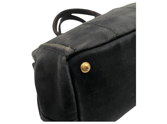 Tote Sac cabas Prada en toile noire - vue 12