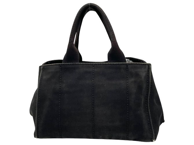 Tote Sac cabas Prada en toile noire - vue 3