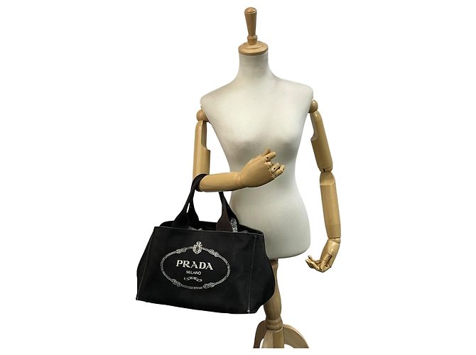 Tote Sac cabas Prada en toile noire - vue 4