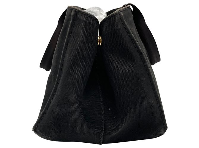 Tote Sac cabas Prada en toile noire - vue 6