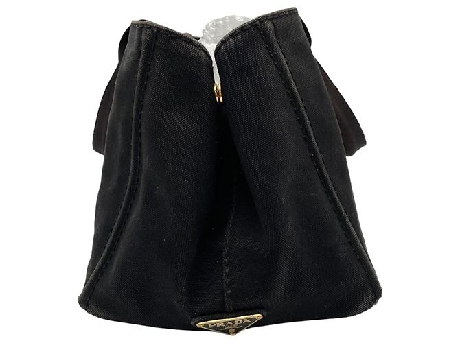 Tote Sac cabas Prada en toile noire - vue 7