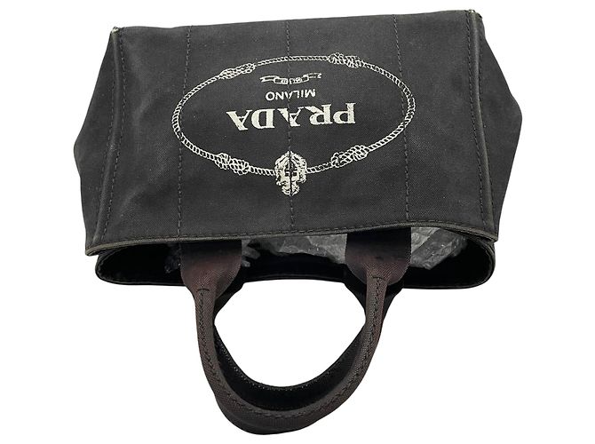 Tote Sac cabas Prada en toile noire - vue 8