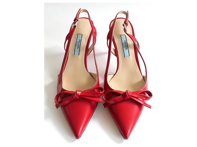 Bow Prada Slingback Pumps aus rotem Leder mit Schleife - Ansicht 2
