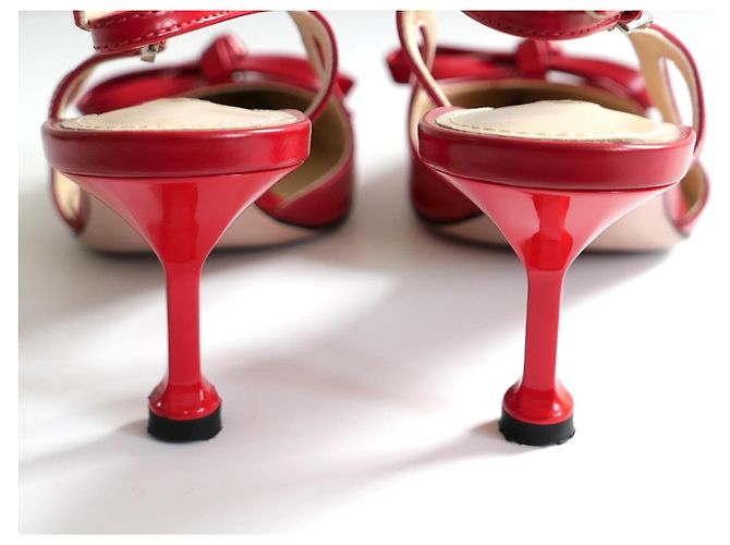 Bow Prada Slingback Pumps aus rotem Leder mit Schleife - Ansicht 3