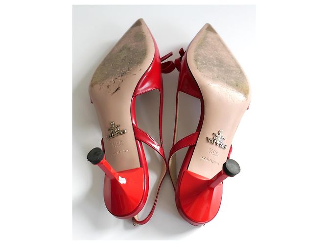 Bow Prada Slingback Pumps aus rotem Leder mit Schleife - Ansicht 6