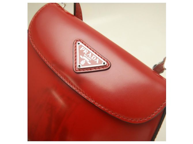 Borsa a tracolla Prada in pelle rossa Rosso - vista 7
