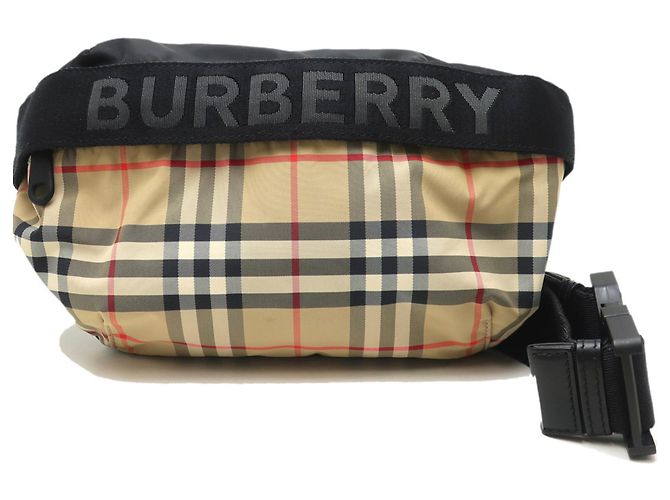 Borsa a tracolla Burberry in nylon e pelle Marrone Beige - vista 2