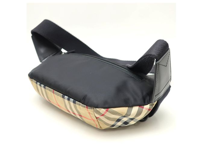 Borsa a tracolla Burberry in nylon e pelle Marrone Beige - vista 5