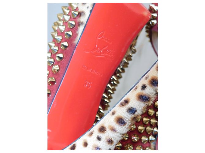 Lady Peep Christian Louboutin Décolleté Louboutin borchiate leopardate - vista 8