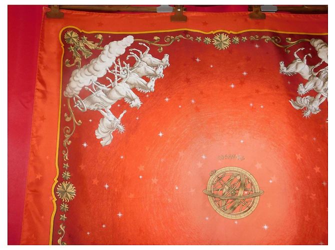 Hermès Carré di seta Cosmos Bianco Rosso D'oro - vista 3
