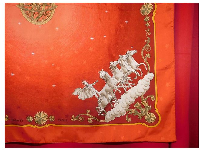 Hermès Carré di seta Cosmos Bianco Rosso D'oro - vista 5
