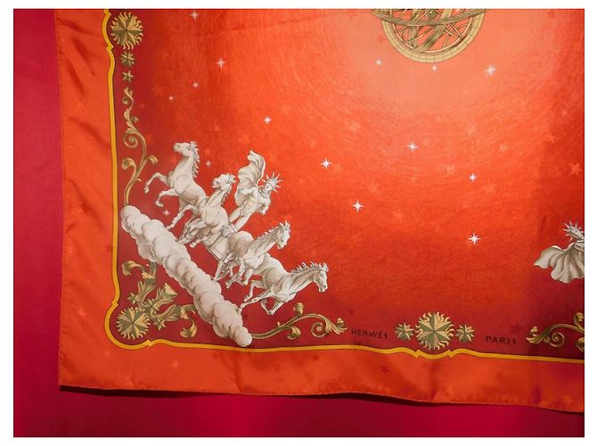 Hermès Carré di seta Cosmos Bianco Rosso D'oro - vista 6
