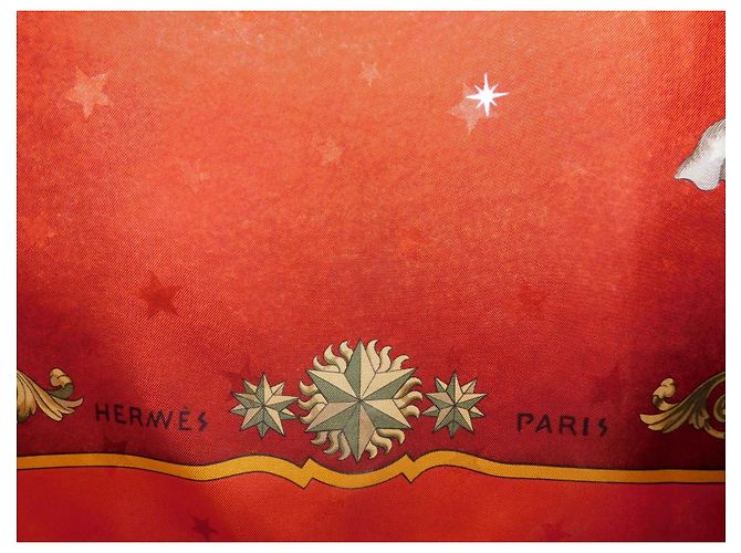 Hermès Carré di seta Cosmos Bianco Rosso D'oro - vista 7