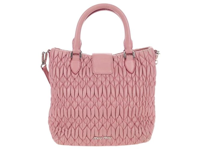 Miu Miu Crystal Convertible Top Handle Matelasse Leather Small Rosa - vista 2