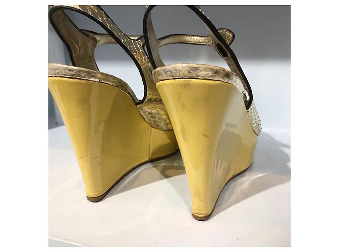 Sandalias de cuña Prada en piel de pitón plateada Talla 37 Plata - vista 4
