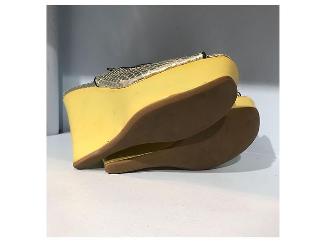 Sandalias de cuña Prada en piel de pitón plateada Talla 37 Plata - vista 5