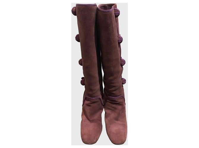 Céline Stivali Celine prugna T.37 Bordò - vista 2