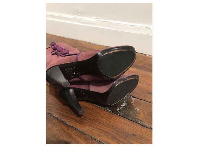 Céline Stivali Celine prugna T.37 Bordò - vista 4