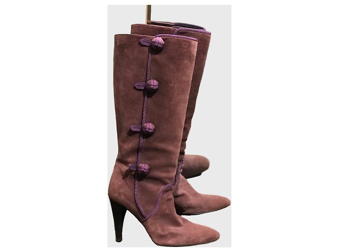 Céline Stivali Celine prugna T.37 Bordò - vista 6