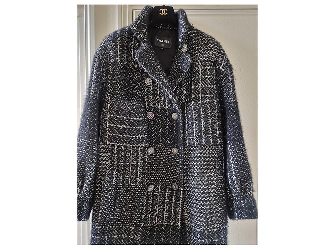Chanel Cappotto Tweed Cashmere Nero Bianco - vista 11