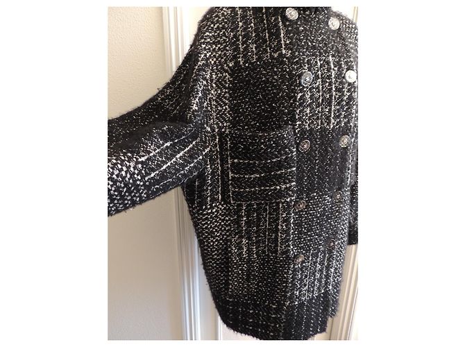 Chanel Cappotto Tweed Cashmere Nero Bianco - vista 5