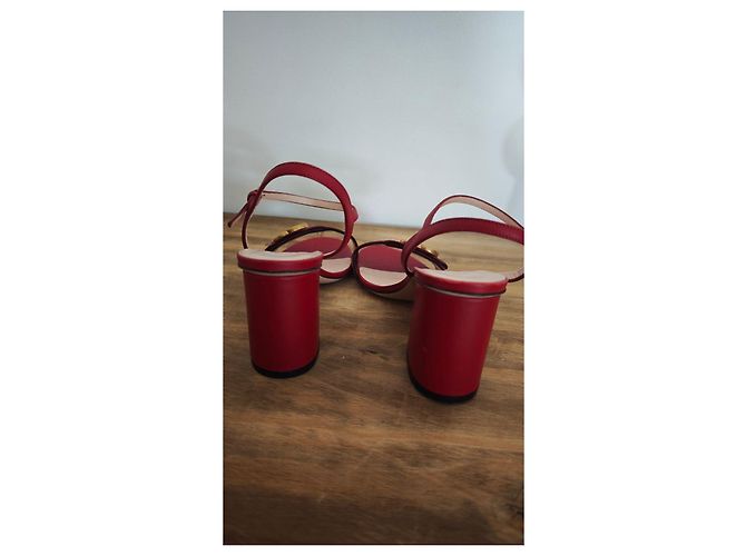 Gucci rote Ledersandalen - Ansicht 8