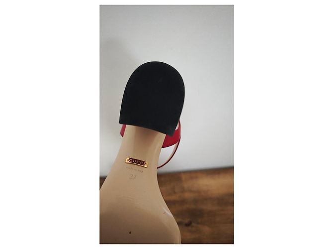 Gucci rote Ledersandalen - Ansicht 9