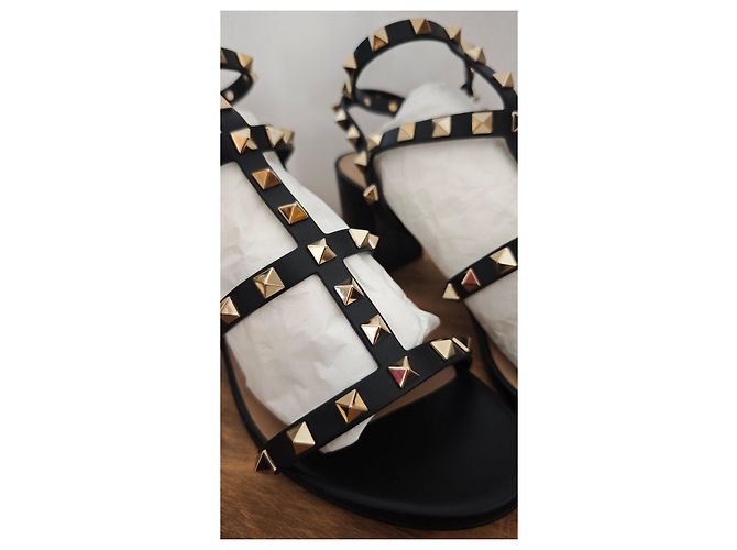 Valentino Garavani Rockstud Leder-Sandalen Schwarz - Ansicht 2