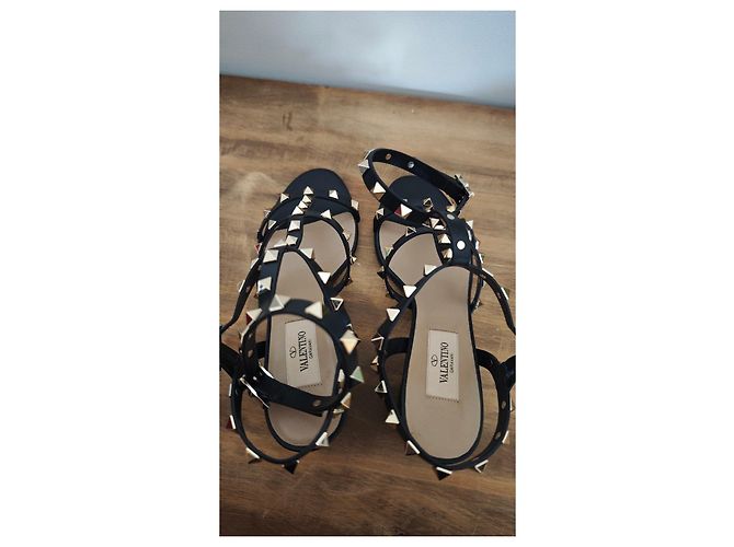 Valentino Garavani Rockstud Leder-Sandalen Schwarz - Ansicht 3