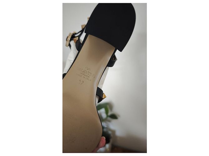 Valentino Garavani Rockstud Leder-Sandalen Schwarz - Ansicht 8