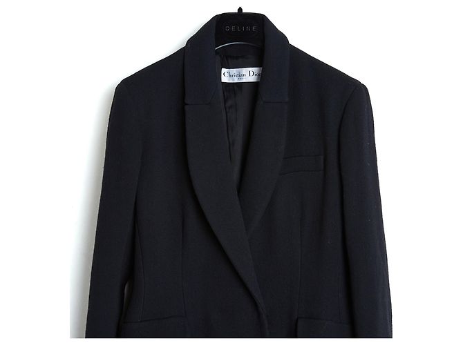Abrigo Bar Christian Dior Crepe de Lana Negro - vista 2