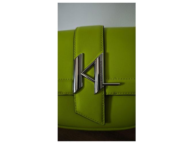 Karl Lagerfeld K/Saddle Small shoulder bag in lime green leather - view 2