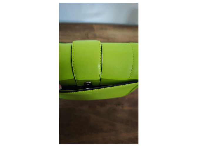 Karl Lagerfeld K/Saddle Small shoulder bag in lime green leather - view 3