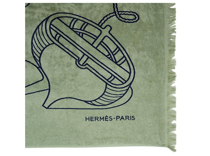 Hermès Thalassa Strandtuch Grün Navy - Ansicht 2