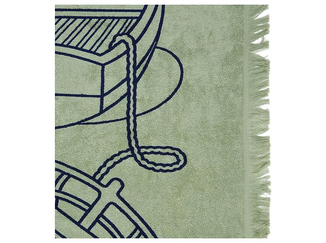 Hermès Thalassa Strandtuch Grün Navy - Ansicht 3
