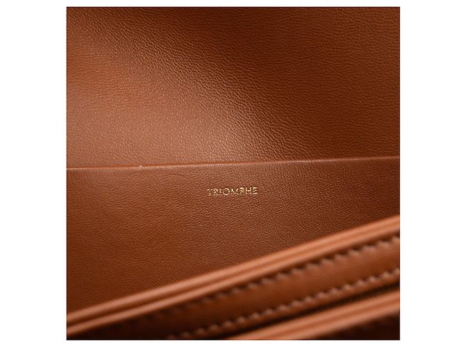 Céline CELINE - Borsa a tracolla Triomphe Celine in tela rivestita triomphe marrone e pelle tan - vista 7