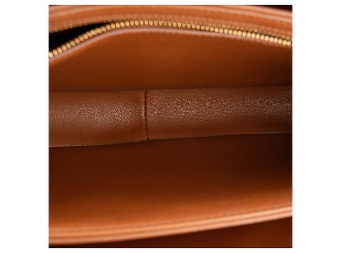 Céline CELINE - Borsa a tracolla Triomphe Celine in tela rivestita triomphe marrone e pelle tan - vista 8