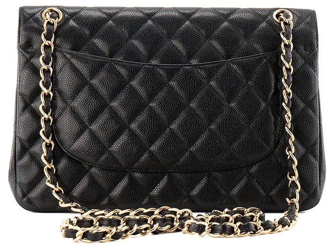 CHANEL - Borsa a tracolla Classic/Timeless Jumbo Chanel in pelle caviar nera - vista 3