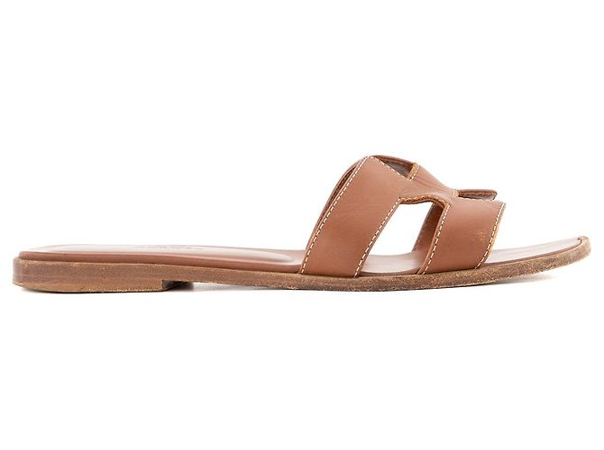 HERMÈS - Sandali Oran Hermès in pelle marrone (T37) - vista 2