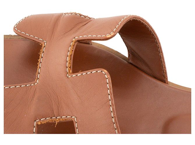 HERMÈS - Sandali Oran Hermès in pelle marrone (T37) - vista 6