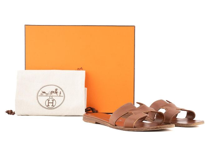 HERMÈS - Sandali Oran Hermès in pelle marrone (T37) - vista 9