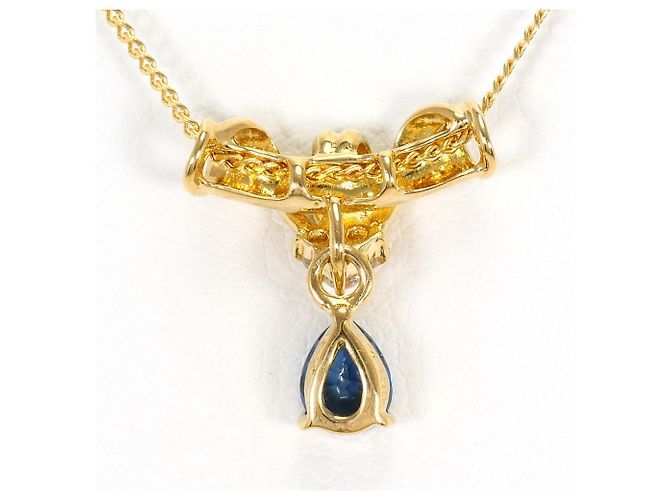 Autre Marque Collana in oro giallo 18K con zaffiro e diamante - vista 3