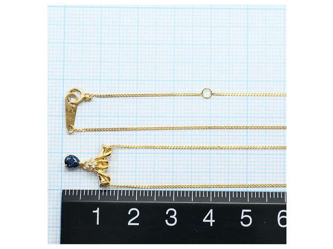 Autre Marque Collana in oro giallo 18K con zaffiro e diamante - vista 4