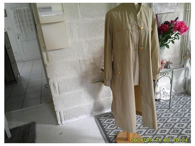 Trench lungo in cotone beige Céline - vista 2