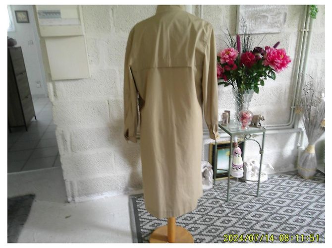 Trench lungo in cotone beige Céline - vista 4