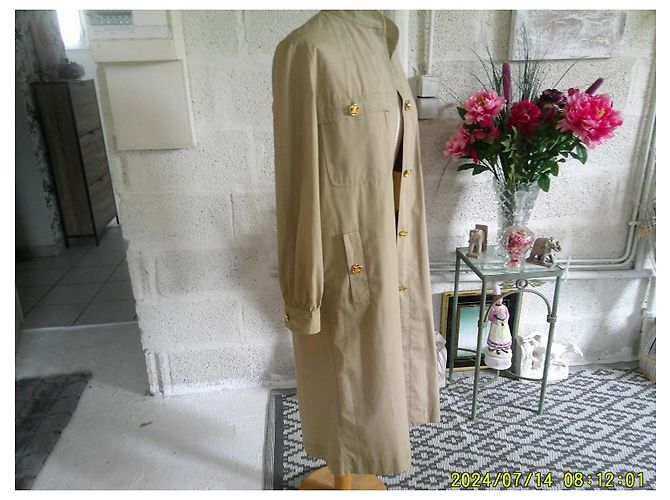 Trench lungo in cotone beige Céline - vista 5