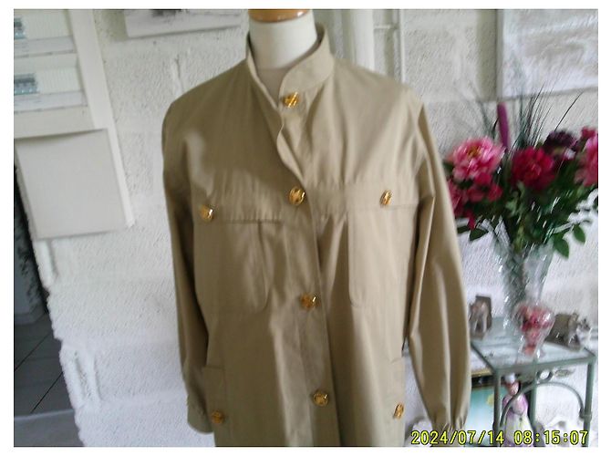 Trench lungo in cotone beige Céline - vista 6