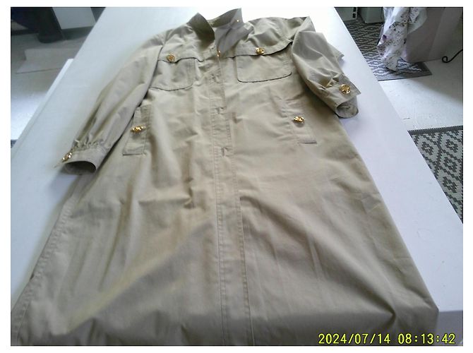 Trench lungo in cotone beige Céline - vista 7
