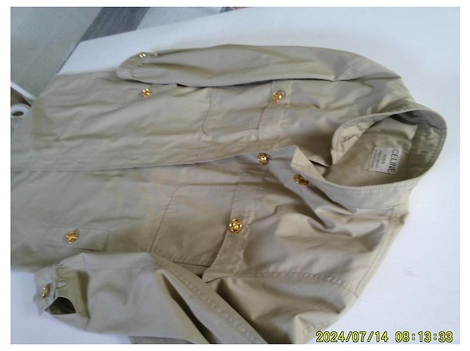 Trench lungo in cotone beige Céline - vista 8