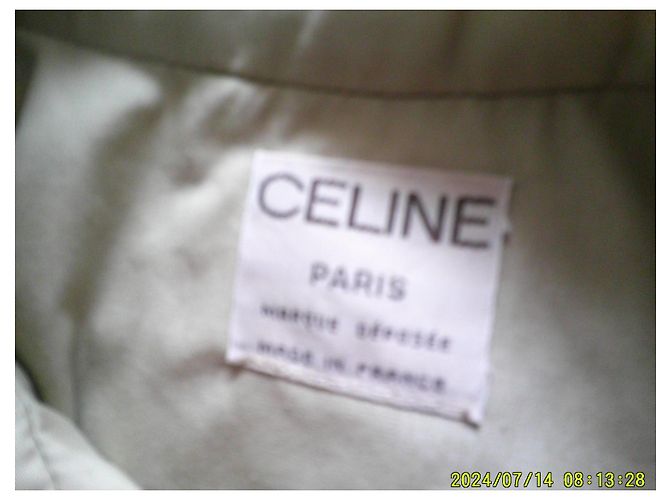 Trench lungo in cotone beige Céline - vista 9